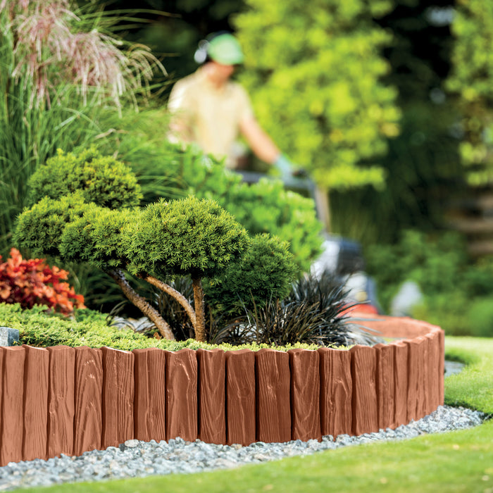 WoodPalisade - Rasenkante Gartenpalisade Palisade Beetumrandung HolzOptik - Terracotta