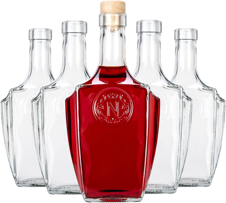 Glasflaschen 500ml - Weinflaschen Leer 5 Stücke - Glasflasche Bonaparte - Flaschen zum Befüllen - Glass bottle Mit Korken