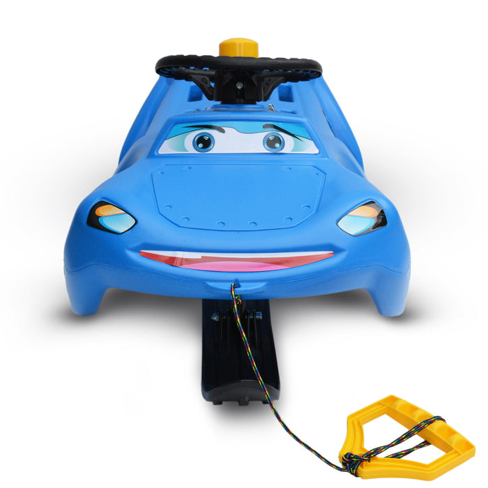 Luge pour enfants, Happy Car Toboggan avec volant, Zigi, bleu