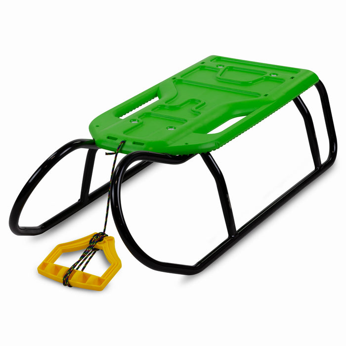 Children's sled, toboggan, metal, LITTLE BEETLE, green
