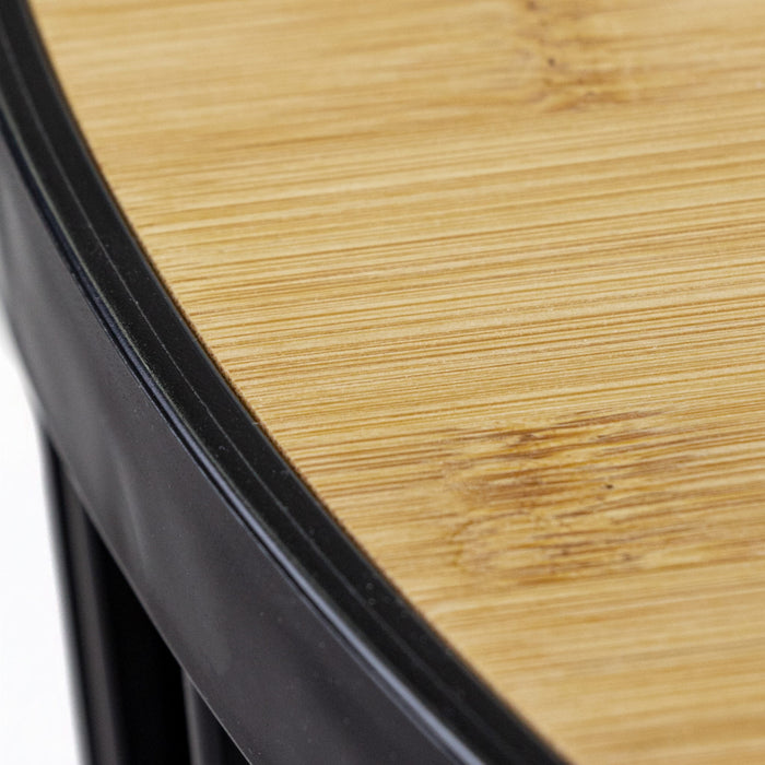 Table d'appoint, table basse, table en osier avec plateau en bois de bambou, 25l