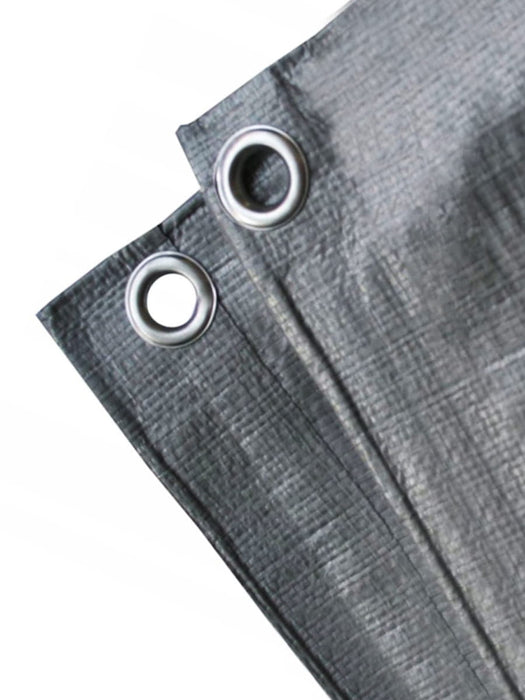 Tarpaulin, protective tarpaulin, fabric tarpaulin + metal eyelets 10x18m - 130g/m² silver
