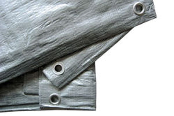 Extra Dicke Schutzplane, Gewebeplane + Metallösen 10x12m - 130g/m² Silber