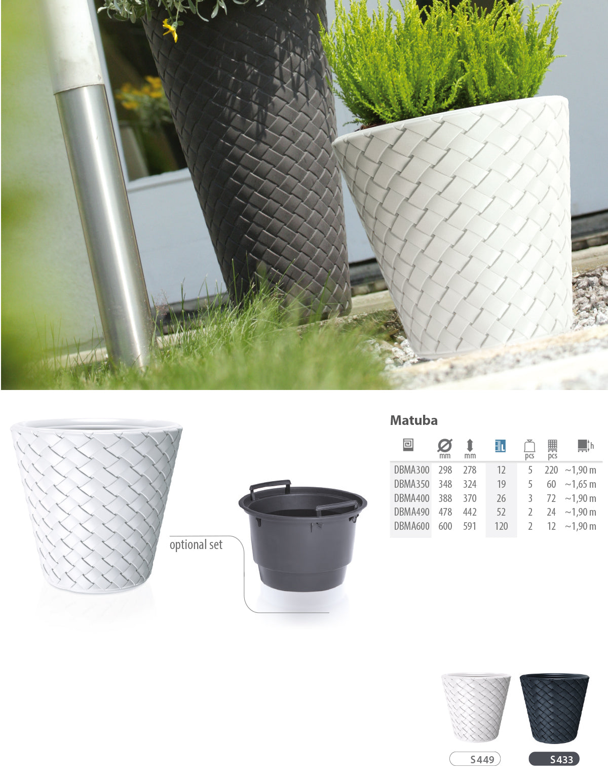 Blumentopf MATUBA, Kunststoff, Rattan Stil, Weiß, 49x45 Cm — Primegarden.de