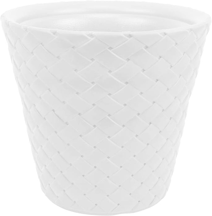 Flower pot MATUBA, plastic, rattan style, white, 49x45 cm