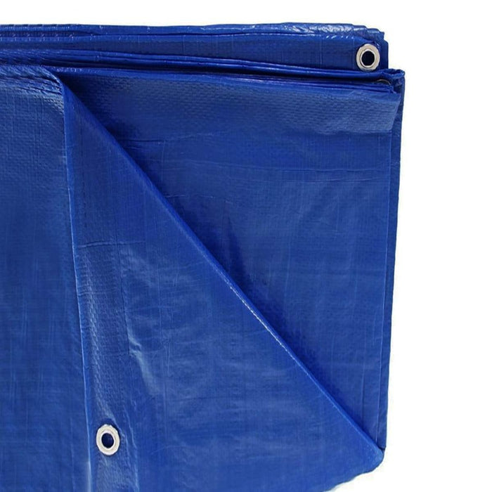 Tarpaulin fabric tarpaulin + metal eyelets 10x15 m- 70 g/m² blue