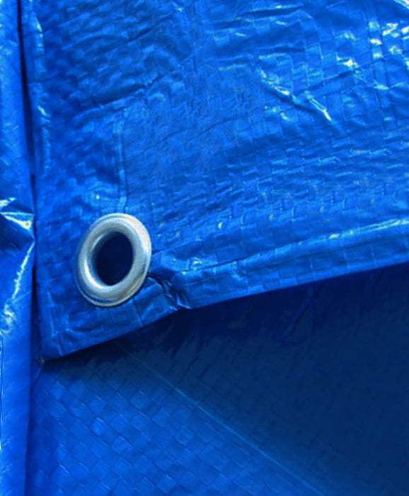 Tarpaulin fabric tarpaulin + metal eyelets 10x15 m- 70 g/m² blue