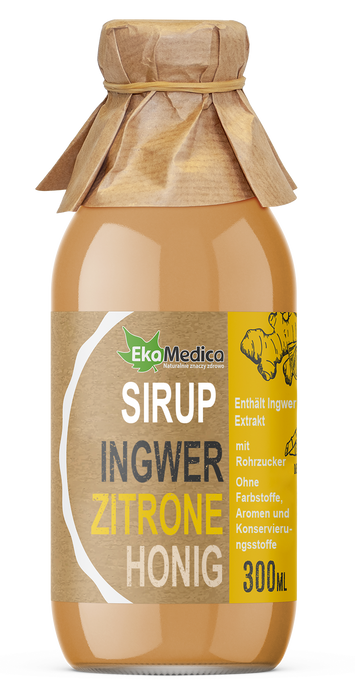 Ingwer-Honig-Zitrone Sirup, Frucht-Sirup, Nahrungsergänzungsmittel, 300 ml