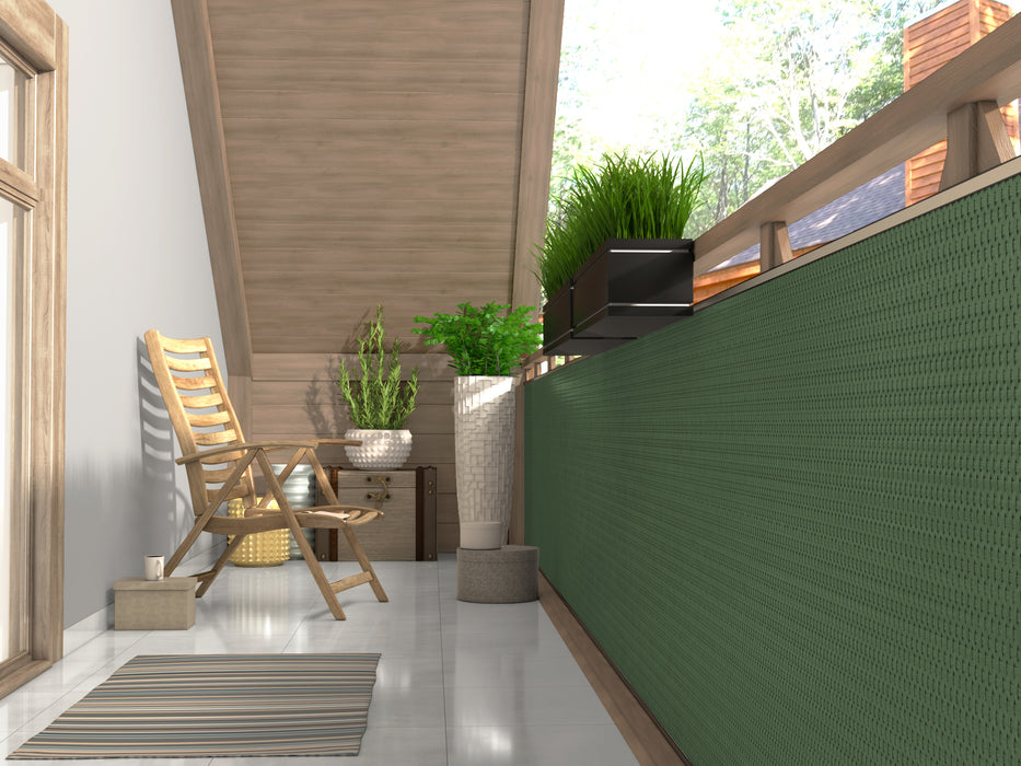 Privacy mat, balcony screen, PE - rattan look, 90-100cm green